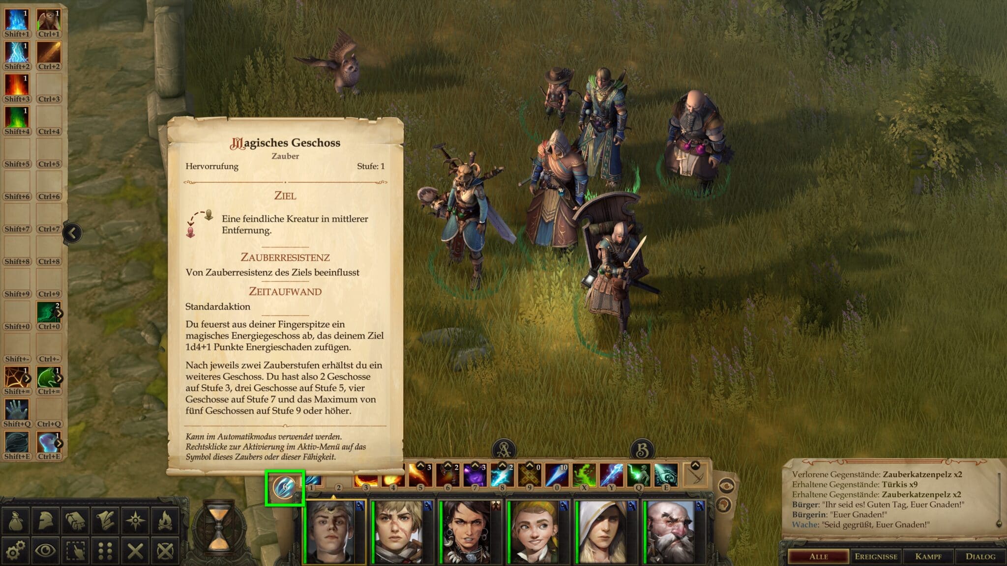 Per Rechtsklick auf einen Zauber oder eine Fähigkeit legen wir den Automatikangriff eines Charakters fest. © Owlcat Games