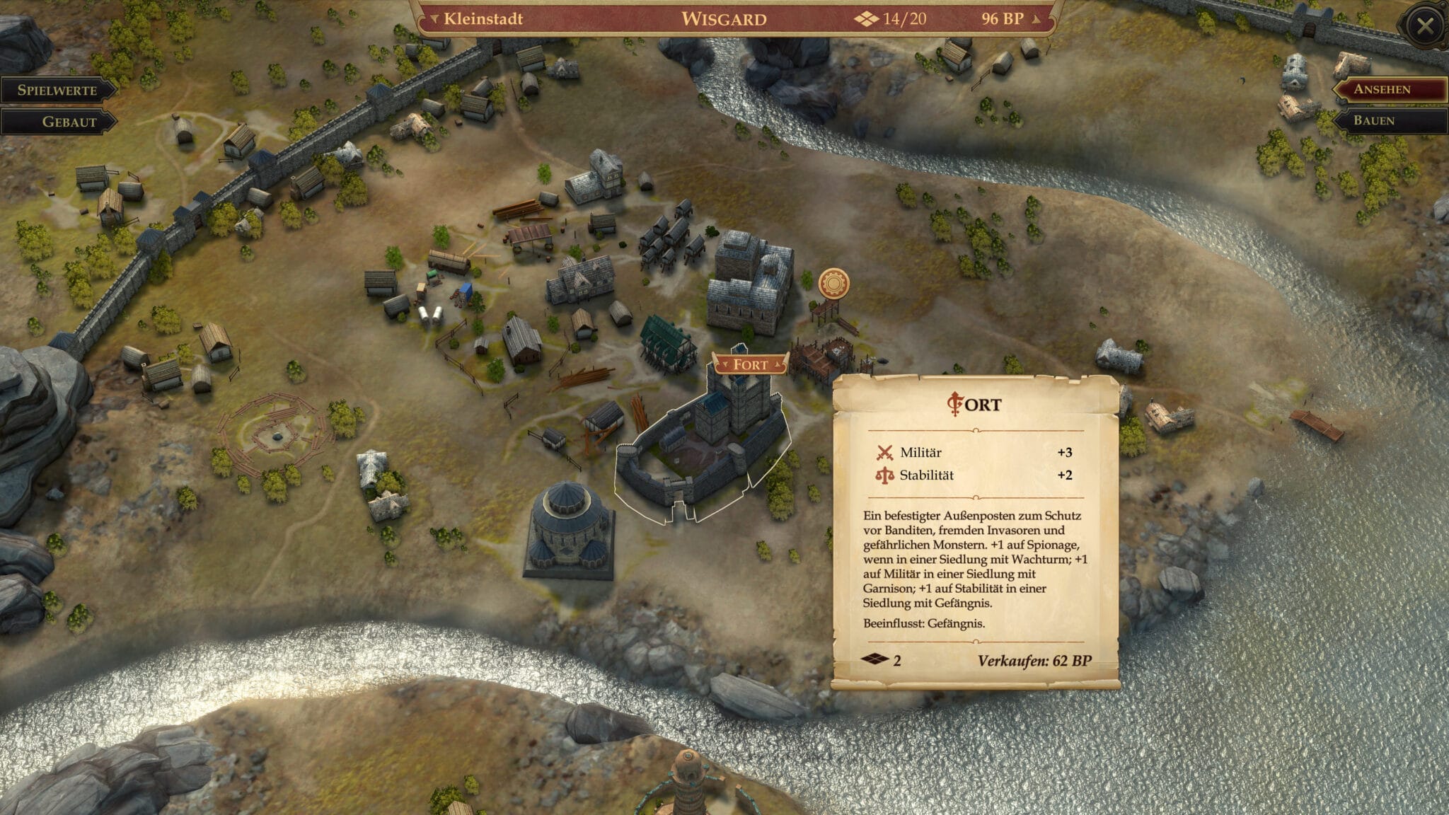 Achtet beim Aufbau von Gebäuden auf die Wechselwirkungen und Boni durch benachbarte Gebäude. © Owlcat Games