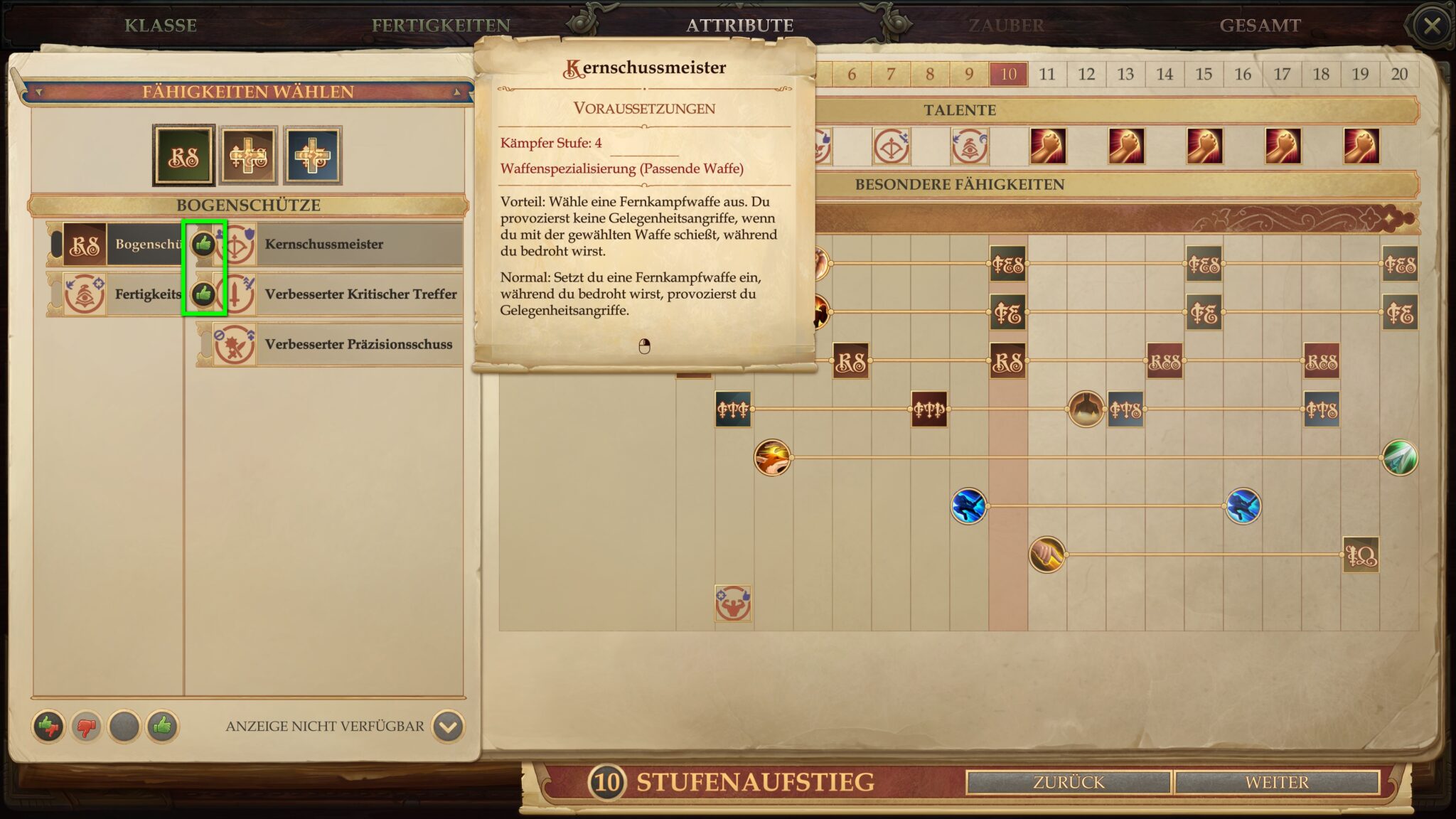 Grundsätzlich könnt ihr euch bei Stufenanstiegen an den empfohlenen Talenten orientieren. © Owlcat Games