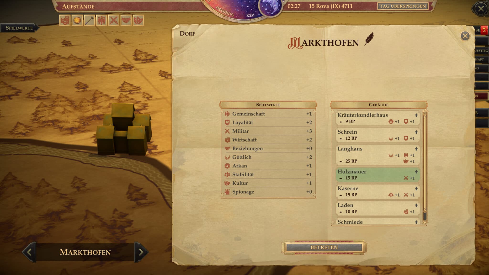 Jede annektierte Region bekommt eine Hauptstadt, die allerdings als Dorf beginnt und ausgebaut werden muss. © Owlcat Games