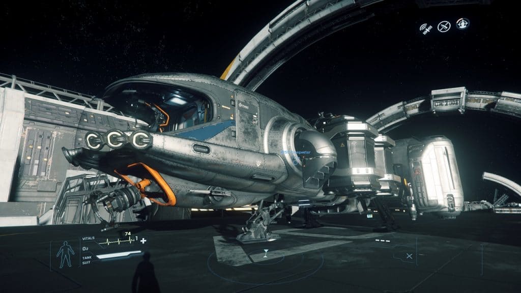 Star Citizen Prospector auf Landepad Port Olisar