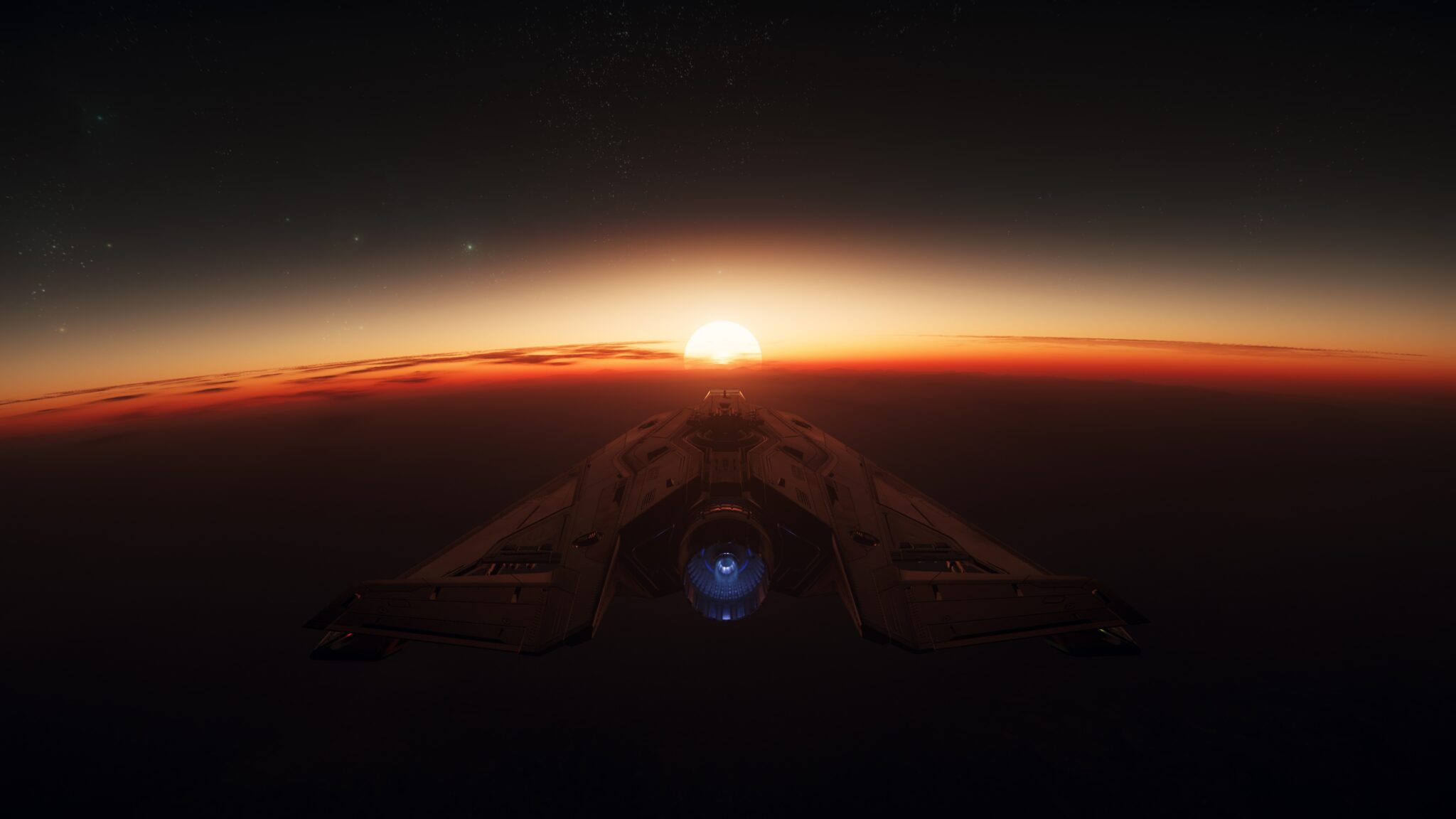 Star Citizen Arrow Atmosphäre Hurston Sonnenuntergang